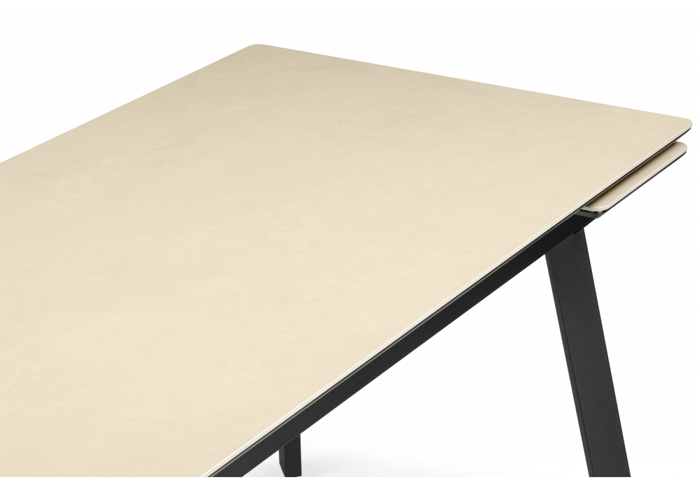 фото керамический стол раскладной woodville норман 140(200)х80 okara light yellow / черный 664956 | 220svet.ru