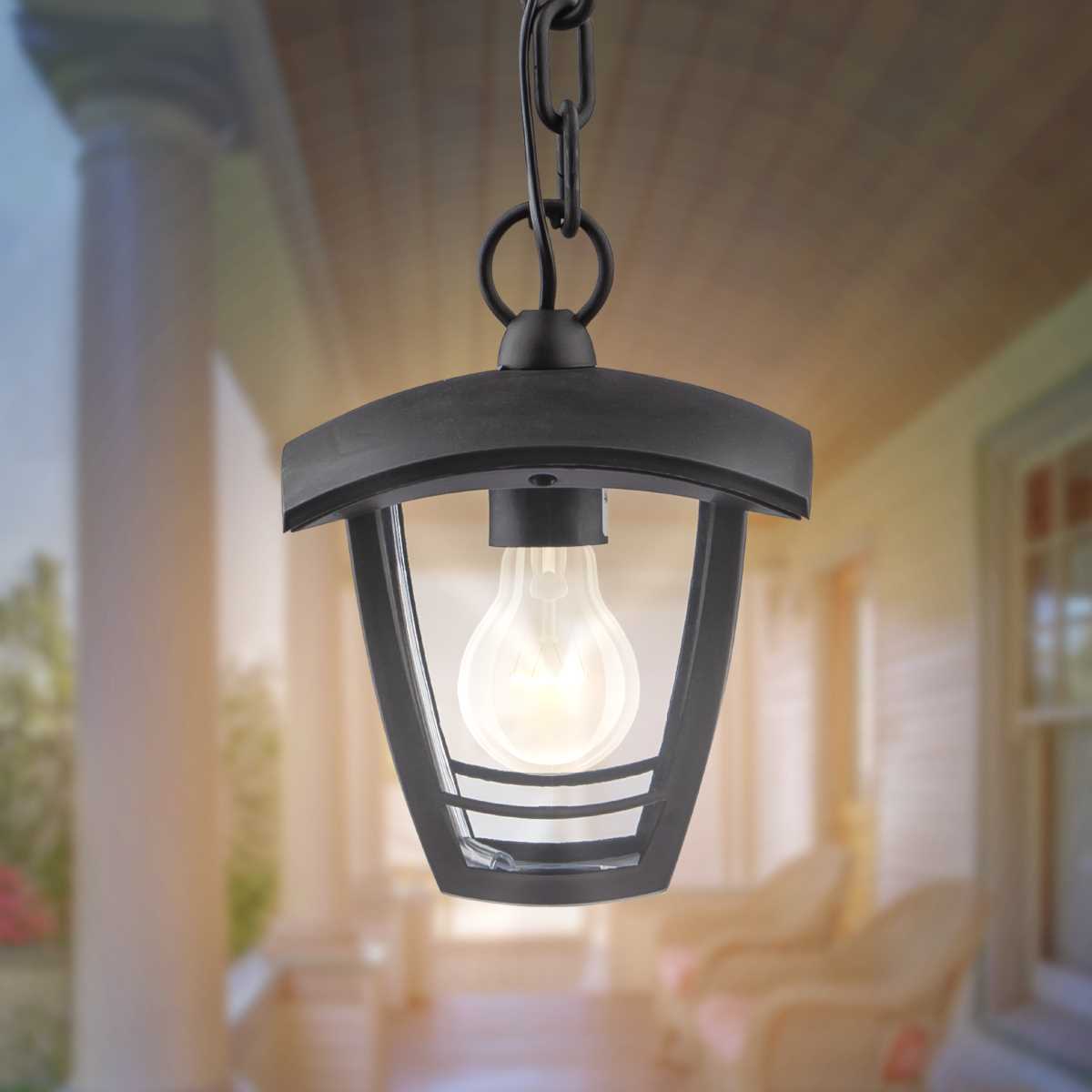 фото садово-парковый светильник эра «марсель» нсу 07-40-001 черный 4-гранный подвесной ip44 е27 max60вт б0051193 | 220svet.ru