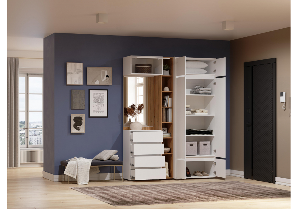 фото прихожая комплектация 4 woodville роут белый 596586 | 220svet.ru