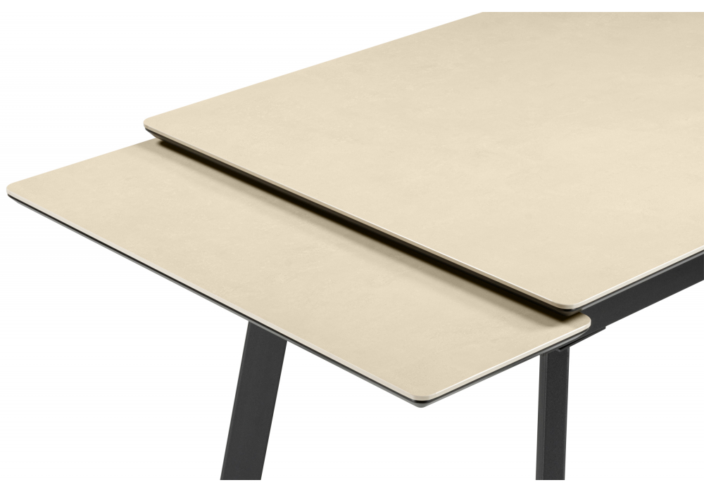 фото керамический стол раскладной woodville норман 140(200)х80 okara light yellow / черный 664956 | 220svet.ru