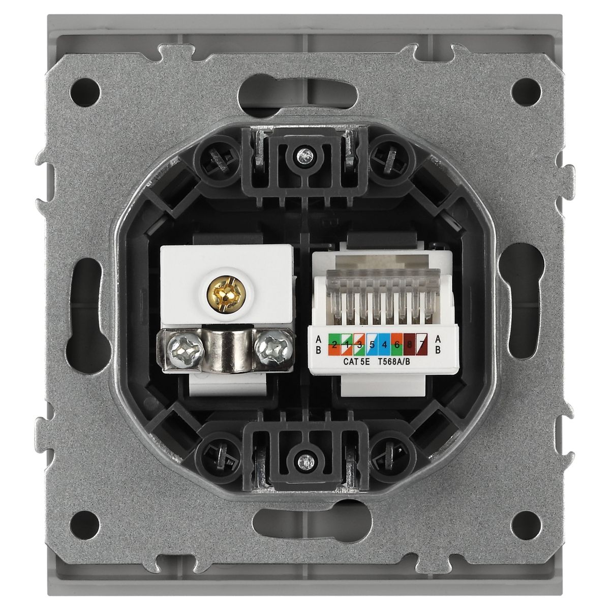 фото розетка эра arktik 16-3110-03 комбинированная rj45+tv алюминий б0070496 | 220svet.ru