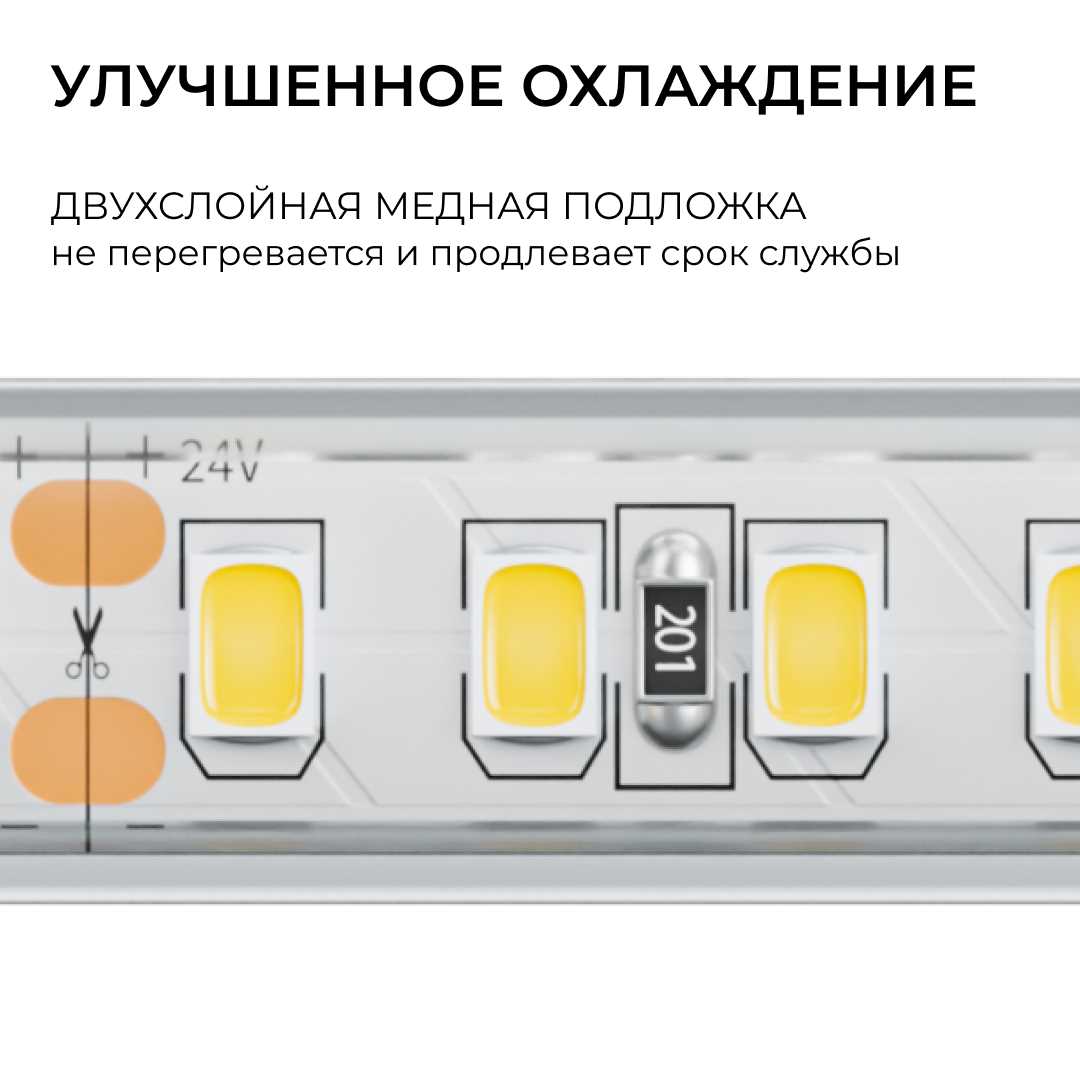 фото светодиодная лента apeyron 12w/m 180led/m 2835smd дневной белый 5m 00-448 | 220svet.ru