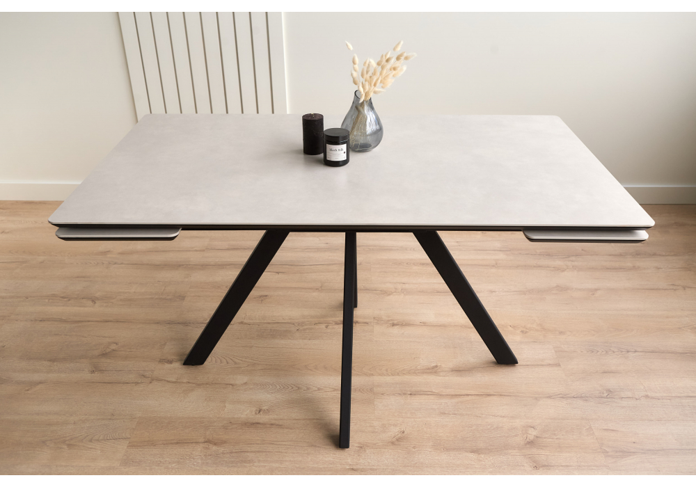 фото керамический стол раскладной 140(200)х80 woodville вилли серый / черный 625828 | 220svet.ru