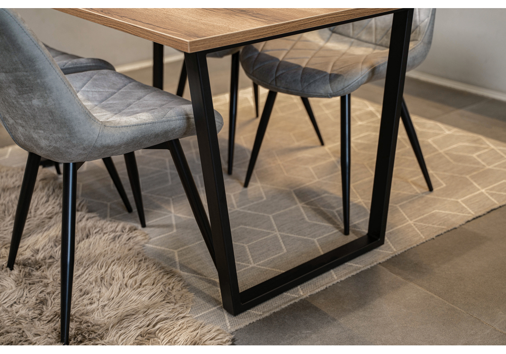 фото стол деревянный woodville лота лофт 140 25 мм дуб вотан / матовый черный 489611 | 220svet.ru